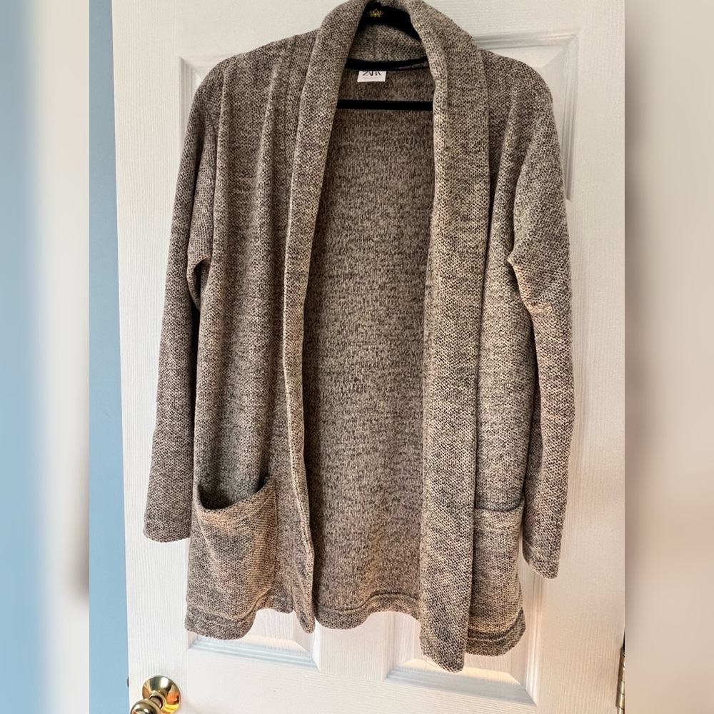 Zara | tan knit sweater blazer